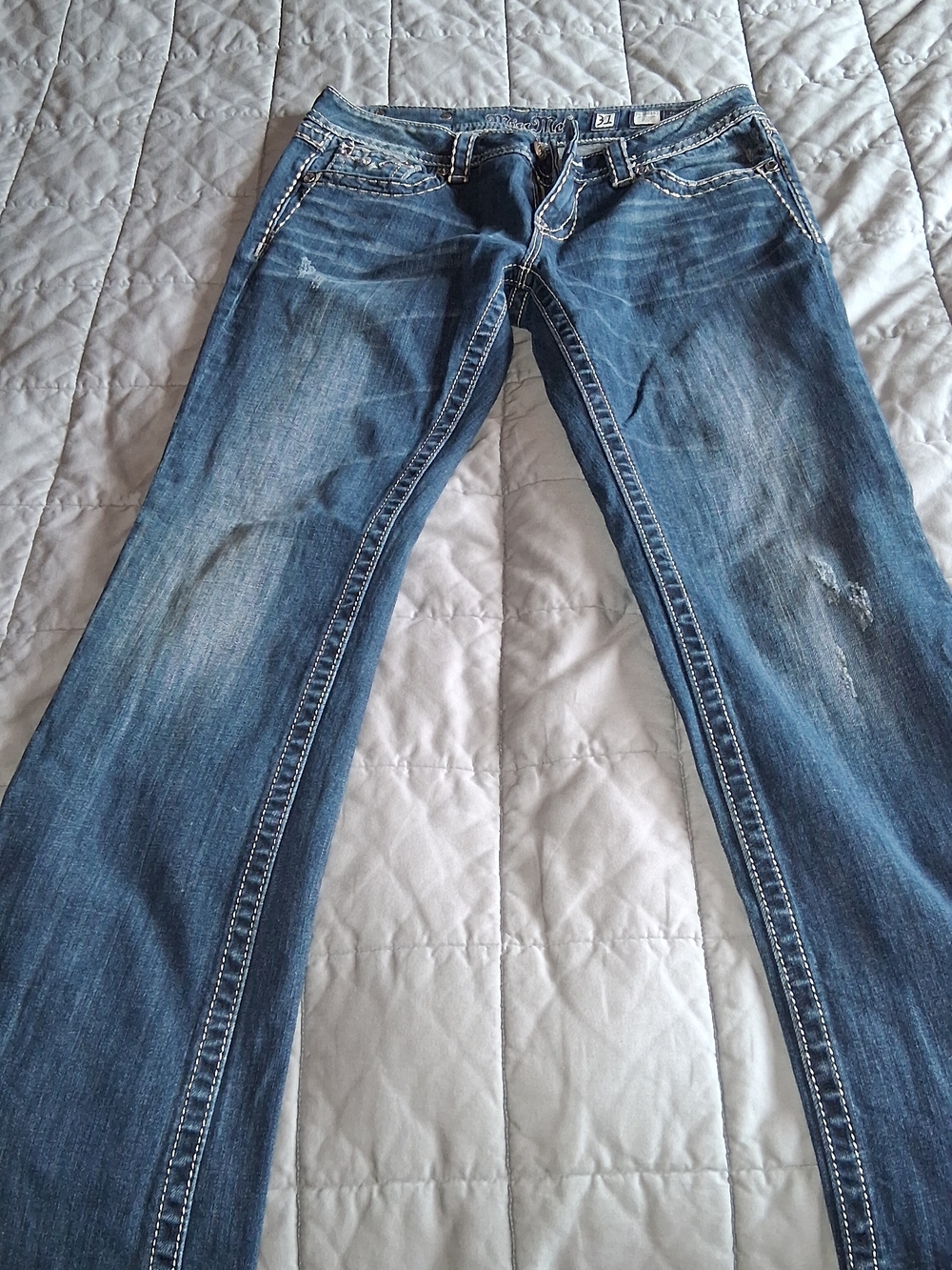 Miss Me Women’s Blue Boot-Cut Distressed Jeans